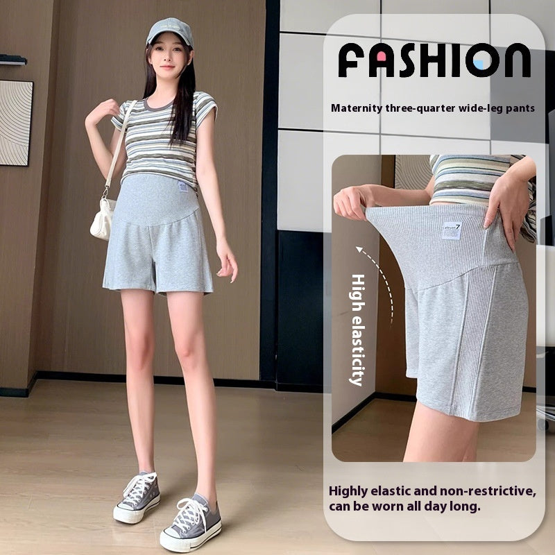 グレーのマタニティパンツ、ルームウェアとしても使えるデザイン