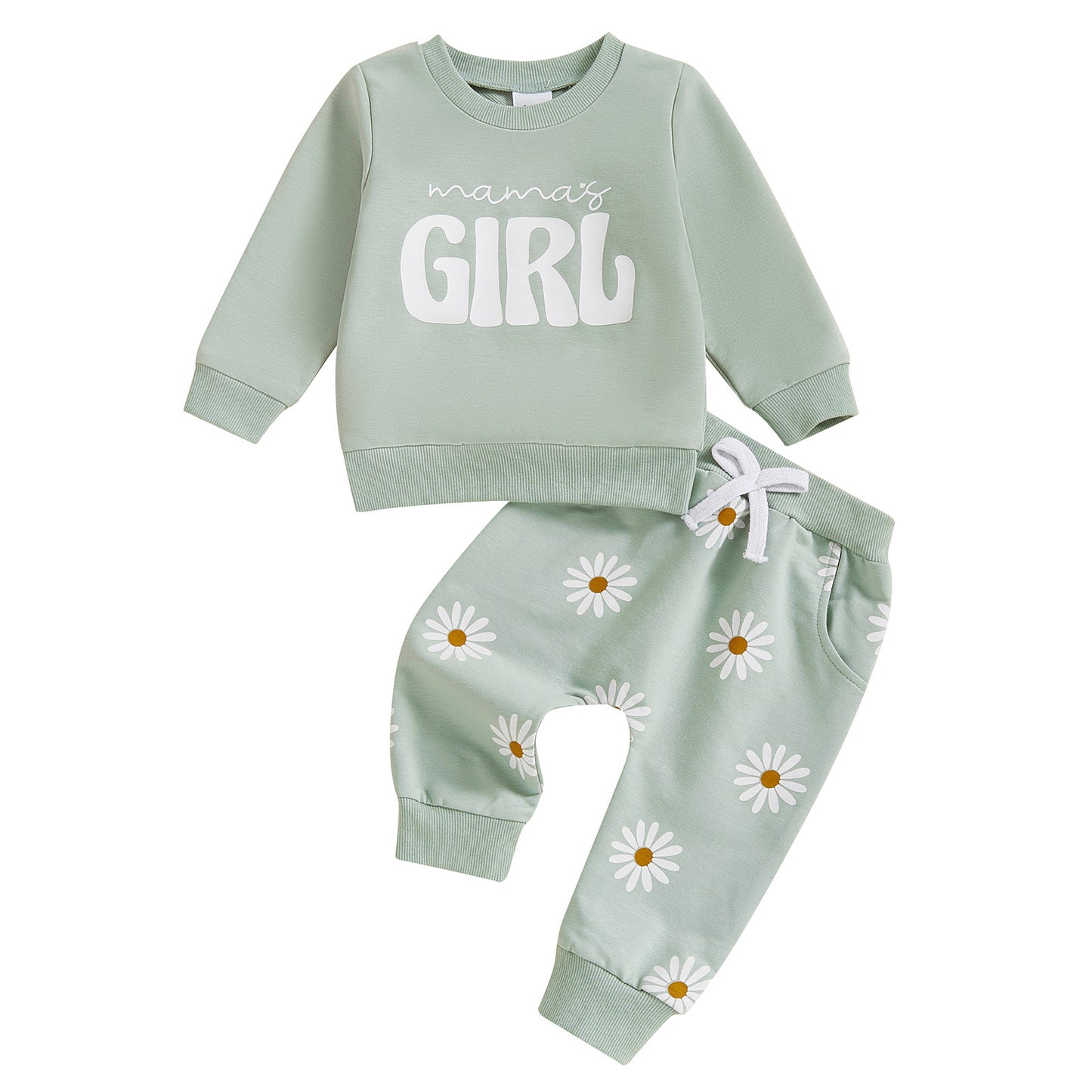 ママズガール スウェット上下セット 柔らかいトレーナー&パンツ ベビー女の子用 | Mama’s Girl Baby Two-Piece Set Soft Pullover & Pants