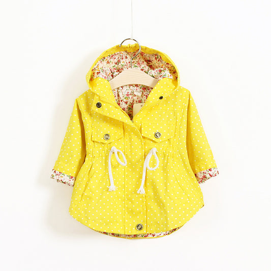 girls hooded cotton jacket spring weight long sleeve korean style front view