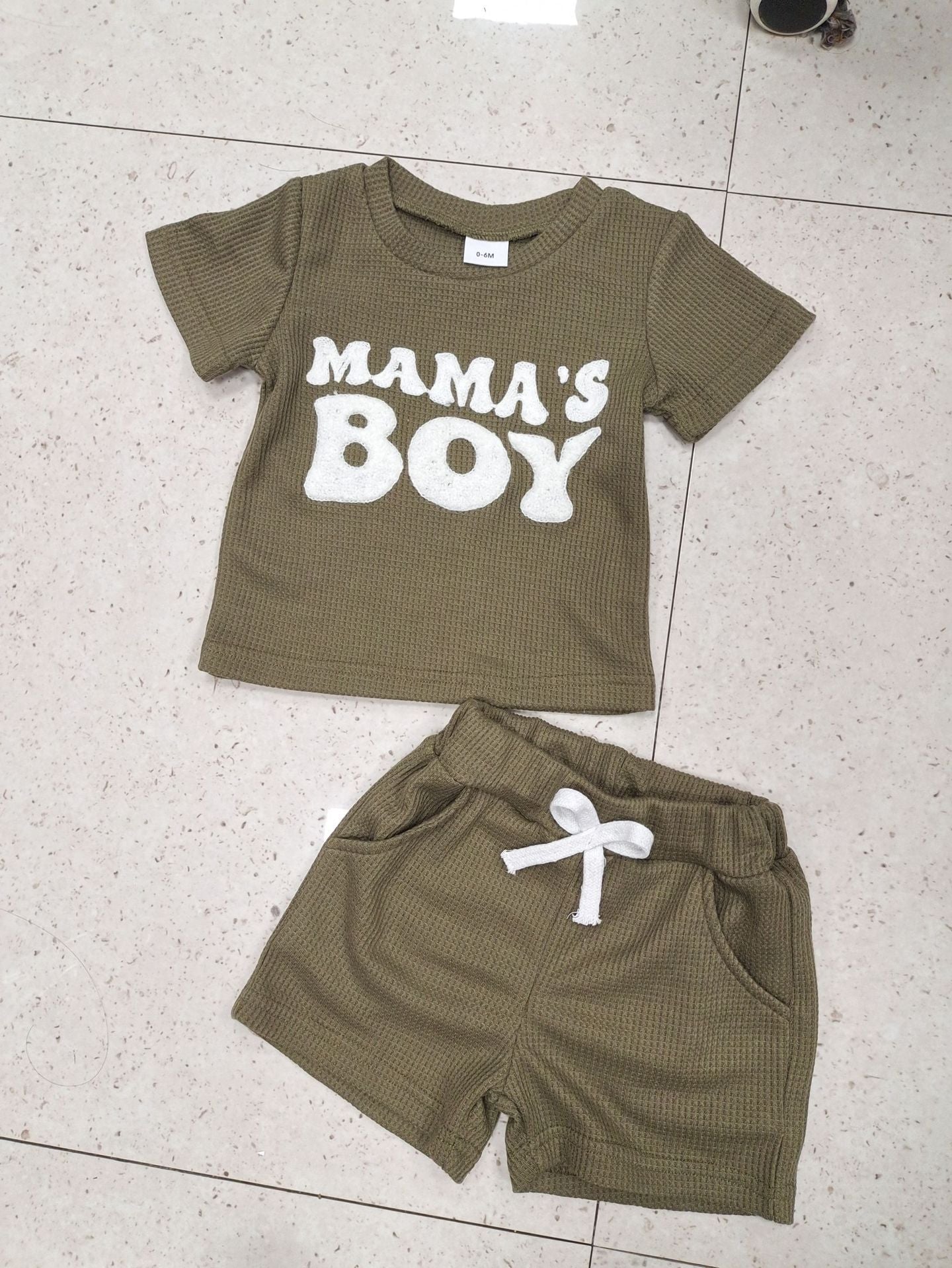男の子ベビー快適コットン風ワッフル素材ウェア