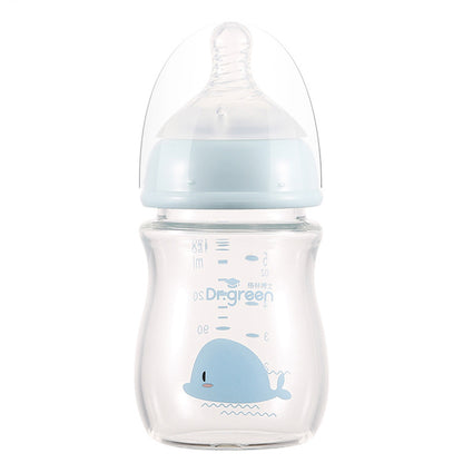 ドクターグリーン 新生児用広口ガラス哺乳瓶 抗コリック・逆流防止ボトル 0〜6ヶ月｜Dr. Green Newborn Baby Wide-Caliber Glass Anti-Colic and Anti-Choke Bottle 0-6 Months