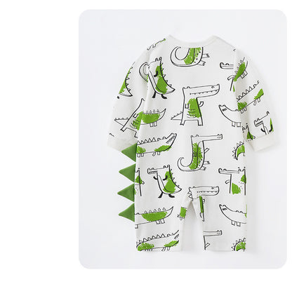 ワニプリント長袖ベビーつなぎ｜Alligator Graffiti Cotton Baby Onesie, Long Sleeve, Soft Fabric, Unisex Design