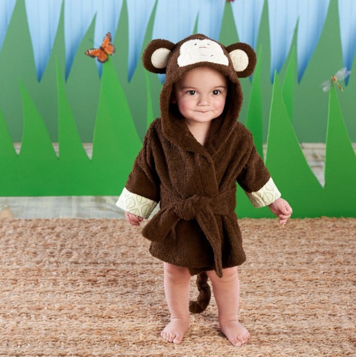 baby bathrobe with cartoon animal design promoting joyful bath time
