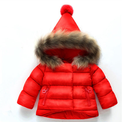 red hooded baby winter jacket warm cotton
