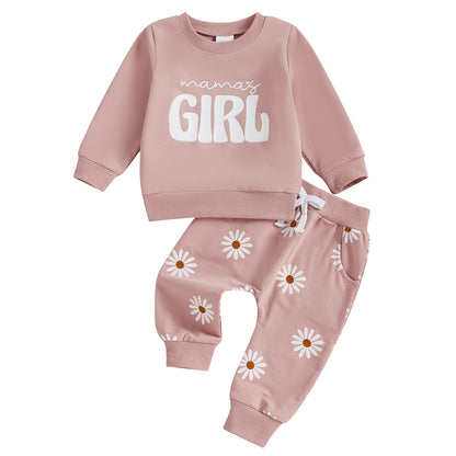 ママズガール スウェット上下セット 柔らかいトレーナー＆パンツ ベビー女の子用 | Mama’s Girl Baby Two-Piece Set Soft Pullover & Pants