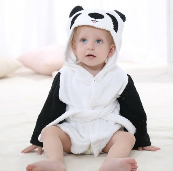 soft 100 percent cotton baby bathrobe absorbing water after bath
