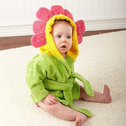 cartoon themed baby bathrobe ideal for post bath comfort and warmth
