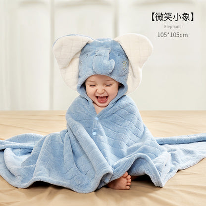 ベビー フード付きバスタオル（超やわらか・高吸水・刺繍） | Baby Hooded Bath Towel (Ultra-Soft, High Absorbency, Embroidered)