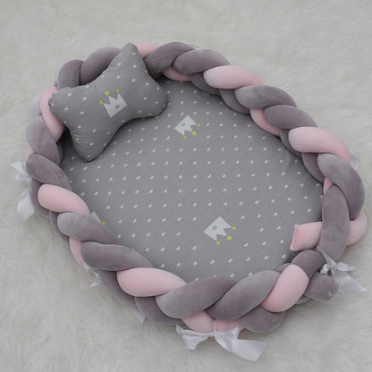 ベビー編みクッション 寝かしつけネスト（超やわらか・取り外し可） | Braided Baby Sleep Nest (Ultra-Soft, Detachable Pad)