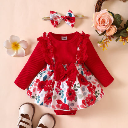 ベビーガール レース×フラワー 2点セット｜Baby Girl Lace & Floral Two-Piece Set