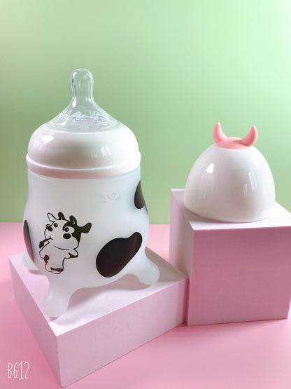 【耐衝撃・高温対応】新生児用シリコンカバー付きガラス哺乳瓶｜[With silicone anti-fall cover] Newborn baby feeding bottle glass explosion-proof, anti-fall, anti-flatulence, high temperature resistant
