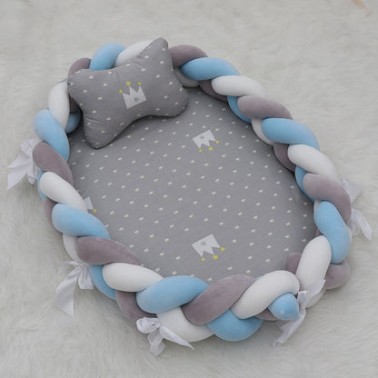 ベビー編みクッション 寝かしつけネスト（超やわらか・取り外し可） | Braided Baby Sleep Nest (Ultra-Soft, Detachable Pad)