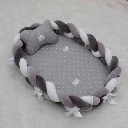 ベビー編みクッション 寝かしつけネスト（超やわらか・取り外し可） | Braided Baby Sleep Nest (Ultra-Soft, Detachable Pad)