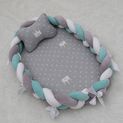 ベビー編みクッション 寝かしつけネスト（超やわらか・取り外し可） | Braided Baby Sleep Nest (Ultra-Soft, Detachable Pad)
