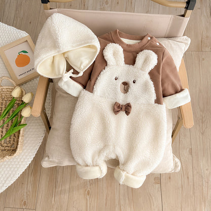 厚手コットン ベビーロンパース（ブルー）｜Thick Cotton Baby Romper (Blue)