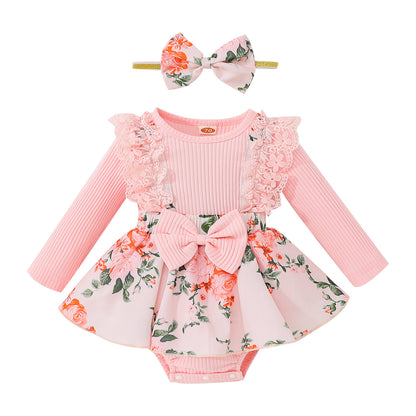 ベビーガール レース×フラワー 2点セット｜Baby Girl Lace & Floral Two-Piece Set