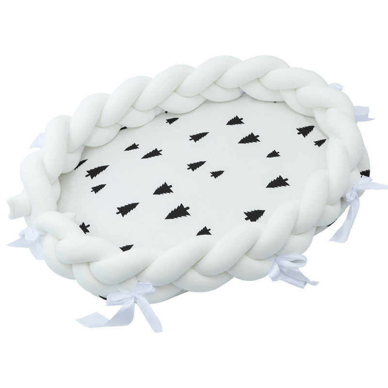 ベビー編みクッション 寝かしつけネスト（超やわらか・取り外し可） | Braided Baby Sleep Nest (Ultra-Soft, Detachable Pad)