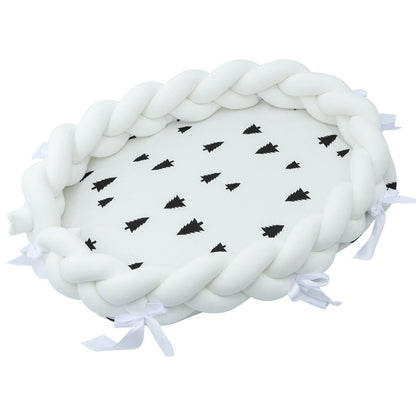ベビー編みクッション 寝かしつけネスト（超やわらか・取り外し可） | Braided Baby Sleep Nest (Ultra-Soft, Detachable Pad)