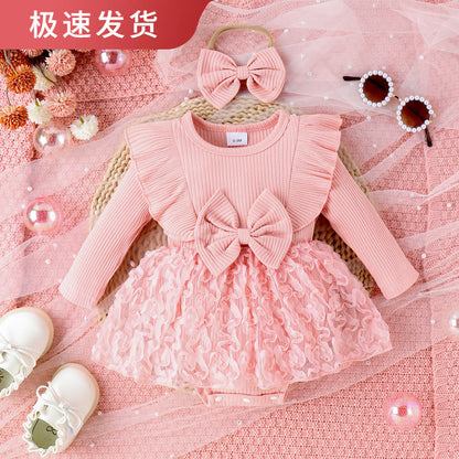 冬用ベビードレス2点セット（スカート＆トップス）｜Winter Baby Dress 2-Piece Set (Skirt & Top)