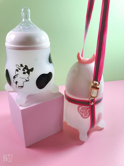 【耐衝撃・高温対応】新生児用シリコンカバー付きガラス哺乳瓶｜[With silicone anti-fall cover] Newborn baby feeding bottle glass explosion-proof, anti-fall, anti-flatulence, high temperature resistant