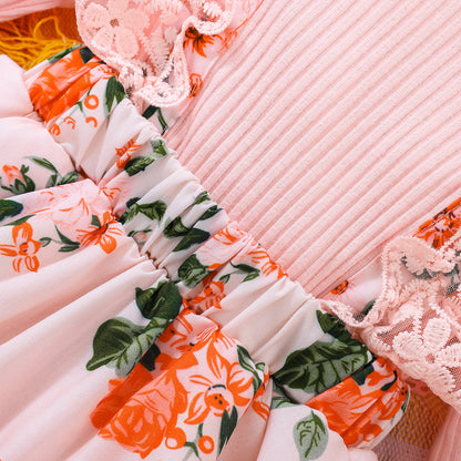ベビーガール レース×フラワー 2点セット｜Baby Girl Lace & Floral Two-Piece Set