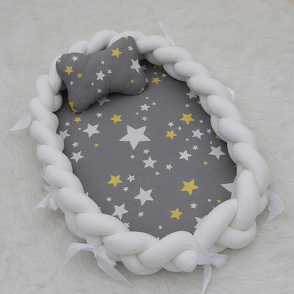 ベビー編みクッション 寝かしつけネスト（超やわらか・取り外し可） | Braided Baby Sleep Nest (Ultra-Soft, Detachable Pad)