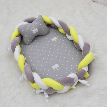 ベビー編みクッション 寝かしつけネスト（超やわらか・取り外し可） | Braided Baby Sleep Nest (Ultra-Soft, Detachable Pad)