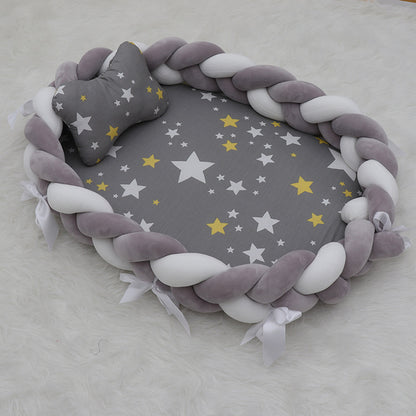 ベビー編みクッション 寝かしつけネスト（超やわらか・取り外し可） | Braided Baby Sleep Nest (Ultra-Soft, Detachable Pad)