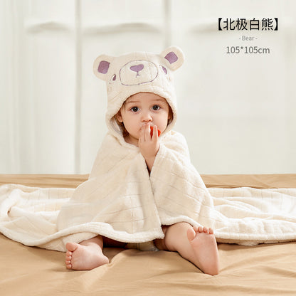 ベビー フード付きバスタオル（超やわらか・高吸水・刺繍） | Baby Hooded Bath Towel (Ultra-Soft, High Absorbency, Embroidered)