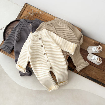 ベビー ニットロンパース 秋冬 ロングスリーブ 新生児 ジャンプスーツ｜Baby Knitted Romper Autumn Winter Long Sleeve Newborn Jumpsuit