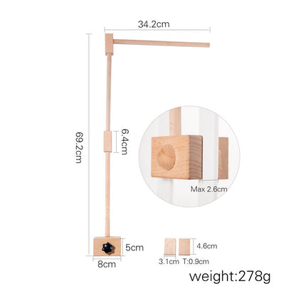 ベビーベッド用 木製モビールアーム（壁付け・固定ブラケット） | Wooden Crib Mobile Arm Bracket (Wall-Mount)