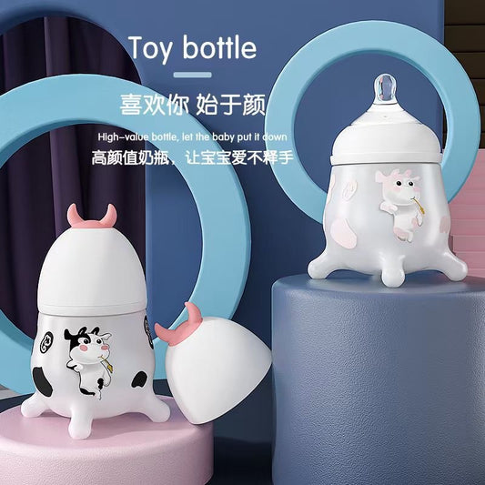 【耐衝撃・高温対応】新生児用シリコンカバー付きガラス哺乳瓶｜[With silicone anti-fall cover] Newborn baby feeding bottle glass explosion-proof, anti-fall, anti-flatulence, high temperature resistant