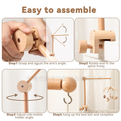 ベビーベッド用 木製モビールアーム（壁付け・固定ブラケット） | Wooden Crib Mobile Arm Bracket (Wall-Mount)