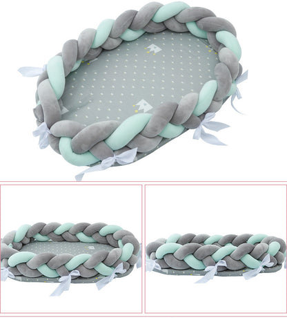 ベビー編みクッション 寝かしつけネスト（超やわらか・取り外し可） | Braided Baby Sleep Nest (Ultra-Soft, Detachable Pad)