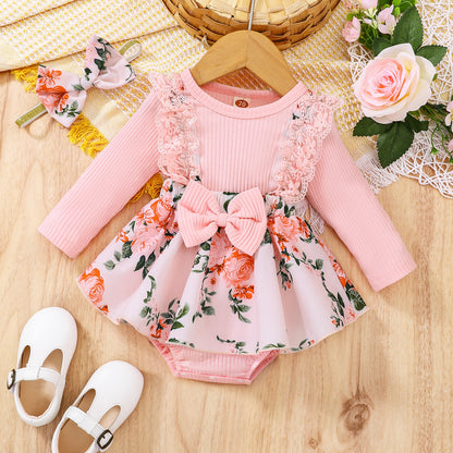 ベビーガール レース×フラワー 2点セット｜Baby Girl Lace & Floral Two-Piece Set