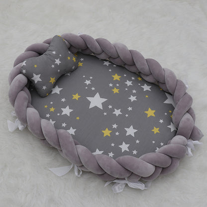 ベビー編みクッション 寝かしつけネスト（超やわらか・取り外し可） | Braided Baby Sleep Nest (Ultra-Soft, Detachable Pad)