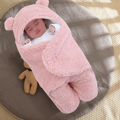 ベビーうさ耳スワドル寝袋（秋冬・厚手・二重使い） | Newborn Bunny-Ear Swaddle Sleeping Bag (Autumn/Winter, Thick, Dual-Use)