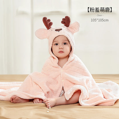 ベビー フード付きバスタオル（超やわらか・高吸水・刺繍） | Baby Hooded Bath Towel (Ultra-Soft, High Absorbency, Embroidered)