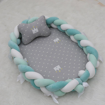 ベビー編みクッション 寝かしつけネスト（超やわらか・取り外し可） | Braided Baby Sleep Nest (Ultra-Soft, Detachable Pad)