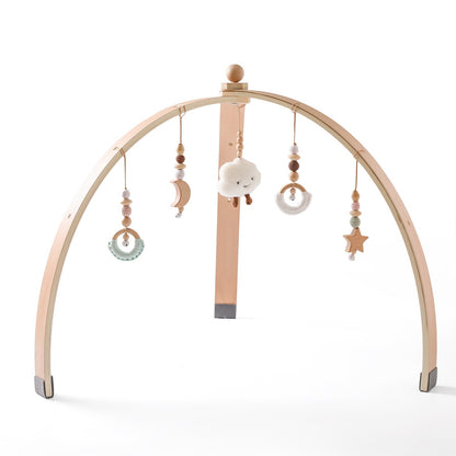 size and parts diagram of wooden baby gym